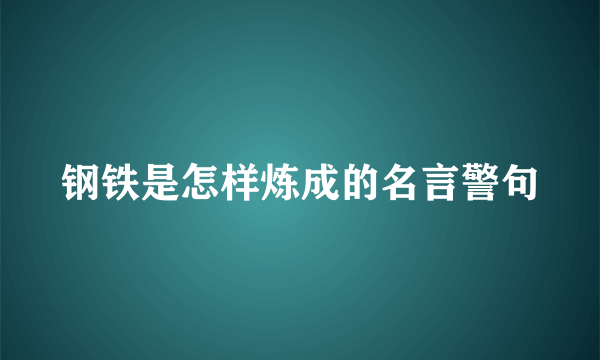 钢铁是怎样炼成的名言警句