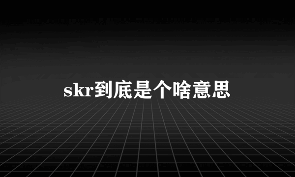 skr到底是个啥意思