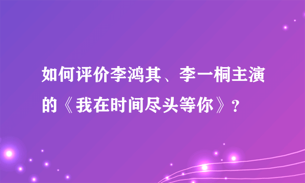 如何评价李鸿其、李一桐主演的《我在时间尽头等你》？