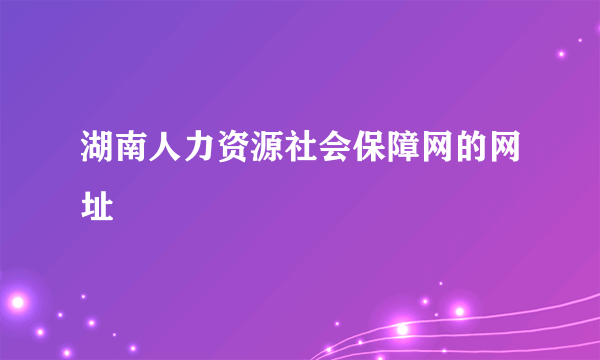 湖南人力资源社会保障网的网址