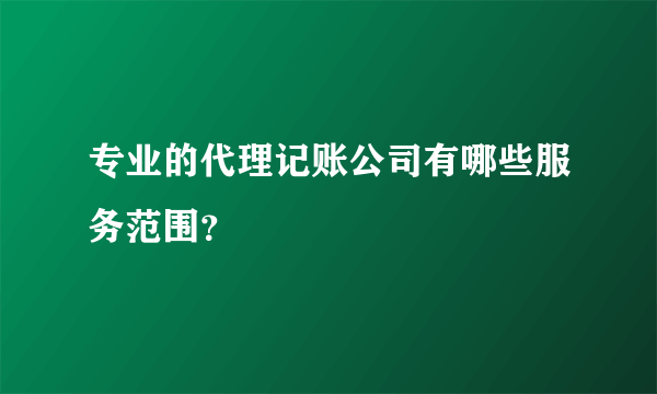 专业的代理记账公司有哪些服务范围？