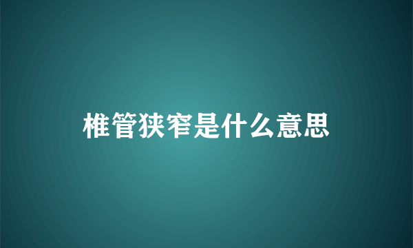 椎管狭窄是什么意思