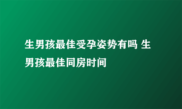 生男孩最佳受孕姿势有吗 生男孩最佳同房时间