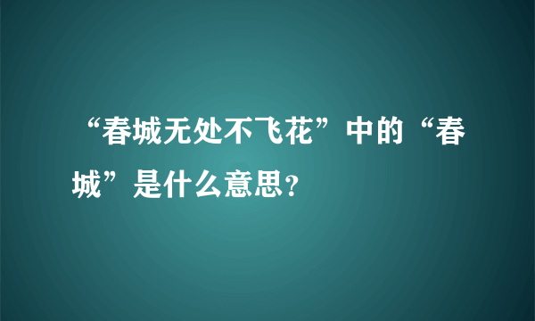 “春城无处不飞花”中的“春城”是什么意思？