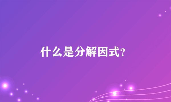 什么是分解因式？