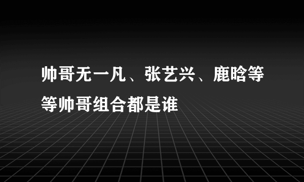 帅哥无一凡、张艺兴、鹿晗等等帅哥组合都是谁