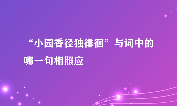 “小园香径独徘徊”与词中的哪一句相照应