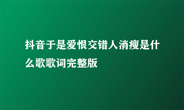 抖音于是爱恨交错人消瘦是什么歌歌词完整版