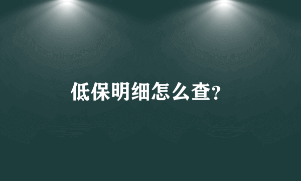 低保明细怎么查？