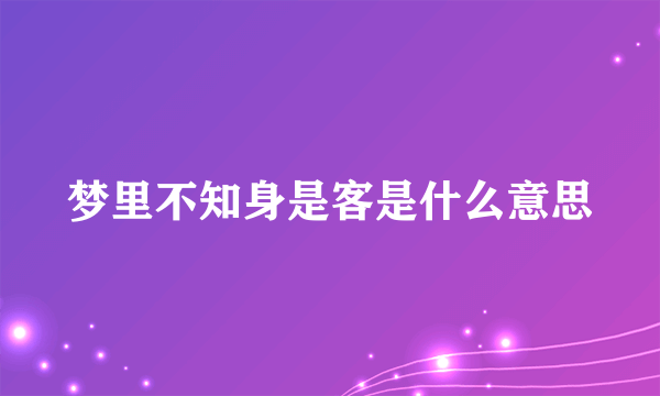 梦里不知身是客是什么意思