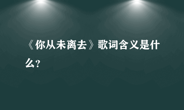 《你从未离去》歌词含义是什么？