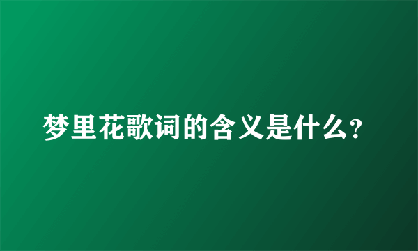 梦里花歌词的含义是什么？