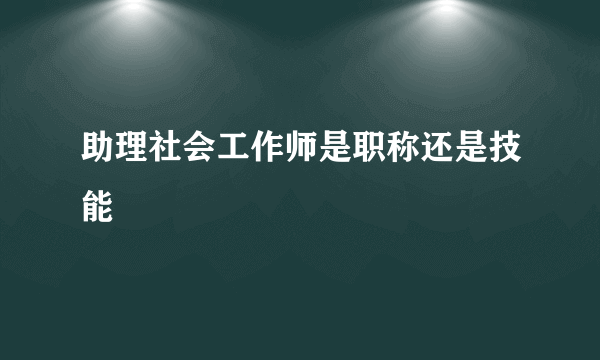 助理社会工作师是职称还是技能