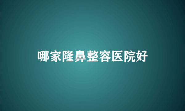 哪家隆鼻整容医院好