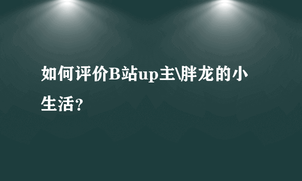 如何评价B站up主\胖龙的小生活？