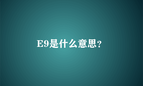 E9是什么意思？