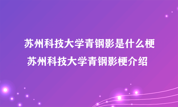 苏州科技大学青钢影是什么梗 苏州科技大学青钢影梗介绍