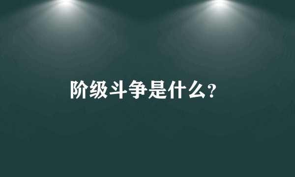 阶级斗争是什么？