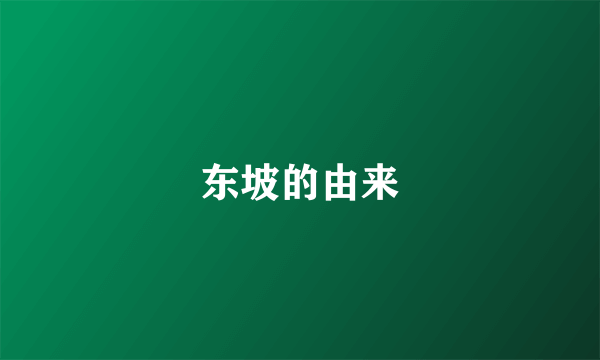 东坡的由来