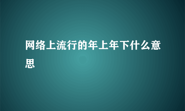 网络上流行的年上年下什么意思