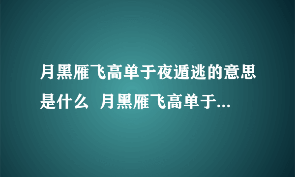 月黑雁飞高单于夜遁逃的意思是什么  月黑雁飞高单于夜遁逃是什么意思