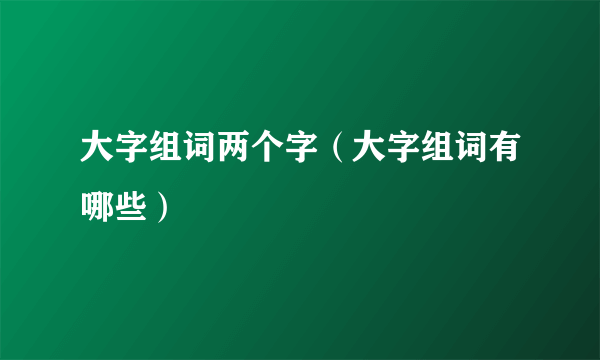 大字组词两个字（大字组词有哪些）