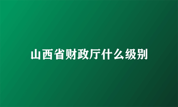 山西省财政厅什么级别