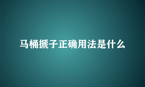 马桶搋子正确用法是什么