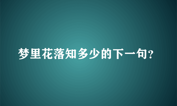 梦里花落知多少的下一句？