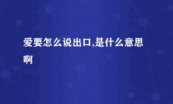 爱要怎么说出口,是什么意思啊