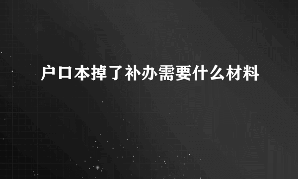 户口本掉了补办需要什么材料