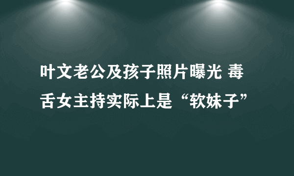 叶文老公及孩子照片曝光 毒舌女主持实际上是“软妹子”