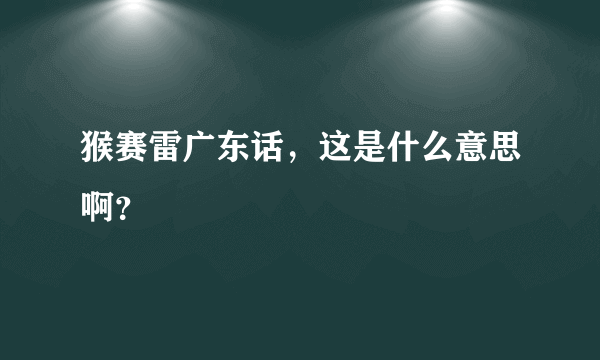 猴赛雷广东话，这是什么意思啊？