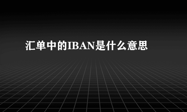 汇单中的IBAN是什么意思