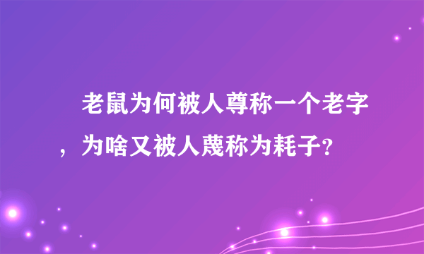 ​老鼠为何被人尊称一个老字，为啥又被人蔑称为耗子？