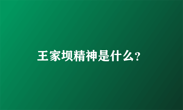 王家坝精神是什么？