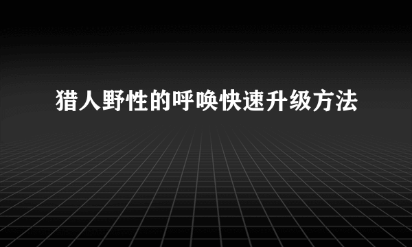 猎人野性的呼唤快速升级方法