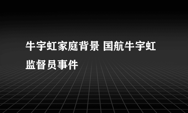 牛宇虹家庭背景 国航牛宇虹监督员事件