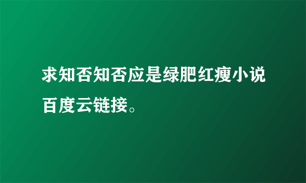 求知否知否应是绿肥红瘦小说百度云链接。