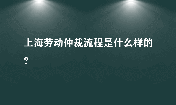 上海劳动仲裁流程是什么样的？