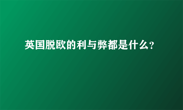 英国脱欧的利与弊都是什么？