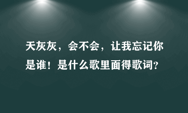 天灰灰，会不会，让我忘记你是谁！是什么歌里面得歌词？