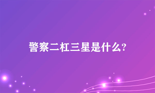 警察二杠三星是什么?