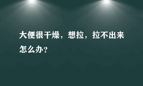 大便很干燥，想拉，拉不出来怎么办？