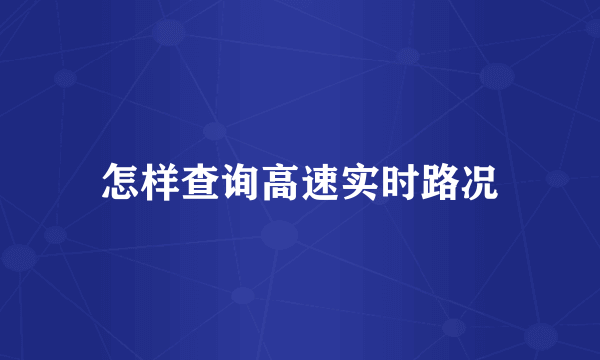 怎样查询高速实时路况