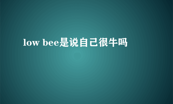 low bee是说自己很牛吗