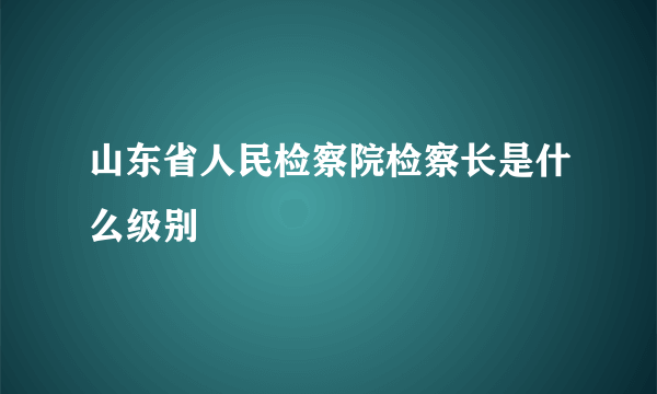 山东省人民检察院检察长是什么级别