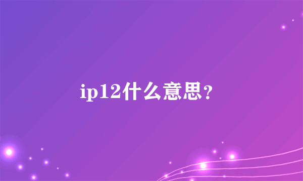 ip12什么意思？