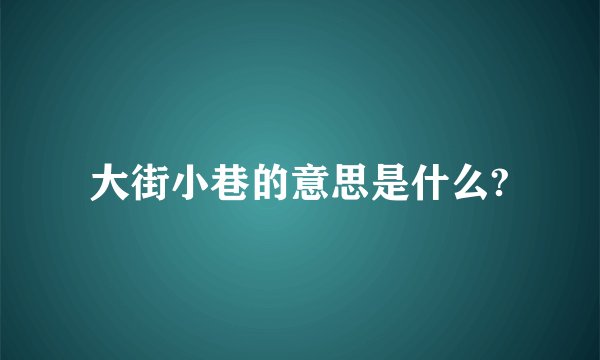 大街小巷的意思是什么?