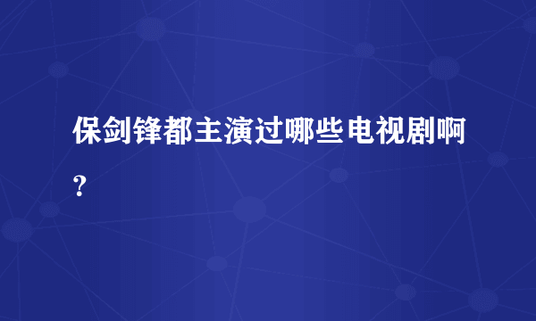 保剑锋都主演过哪些电视剧啊？